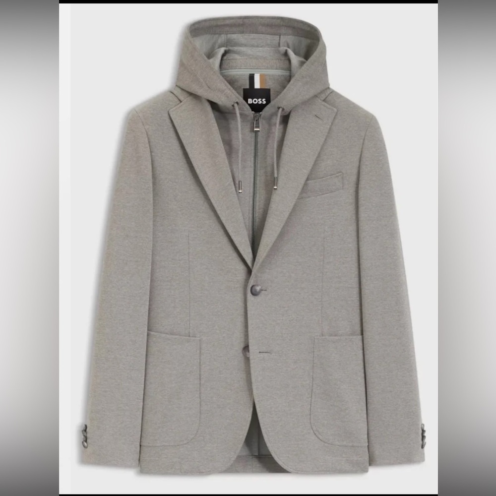 NWT BOSS Slim Fit Cotton Blend Sport Coat with Removable Hoodie Bib size 36R